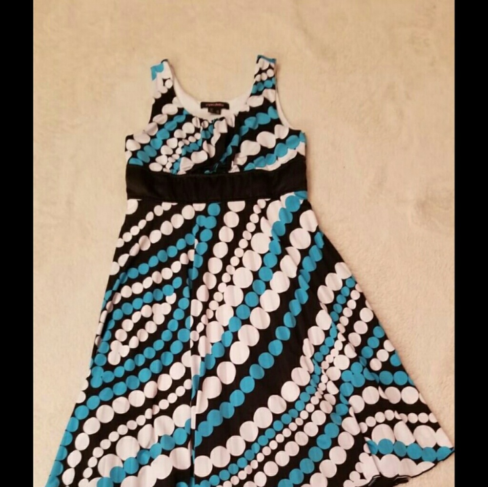 Black, White & Blue Polka-dot Dress